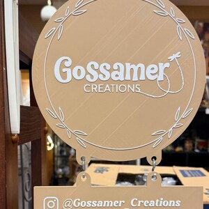 Custom Hanging Vendor Sign | One-sided 3D Printed Business Display Sign | Market Booth Signage | Small Business Branding Sign image 3