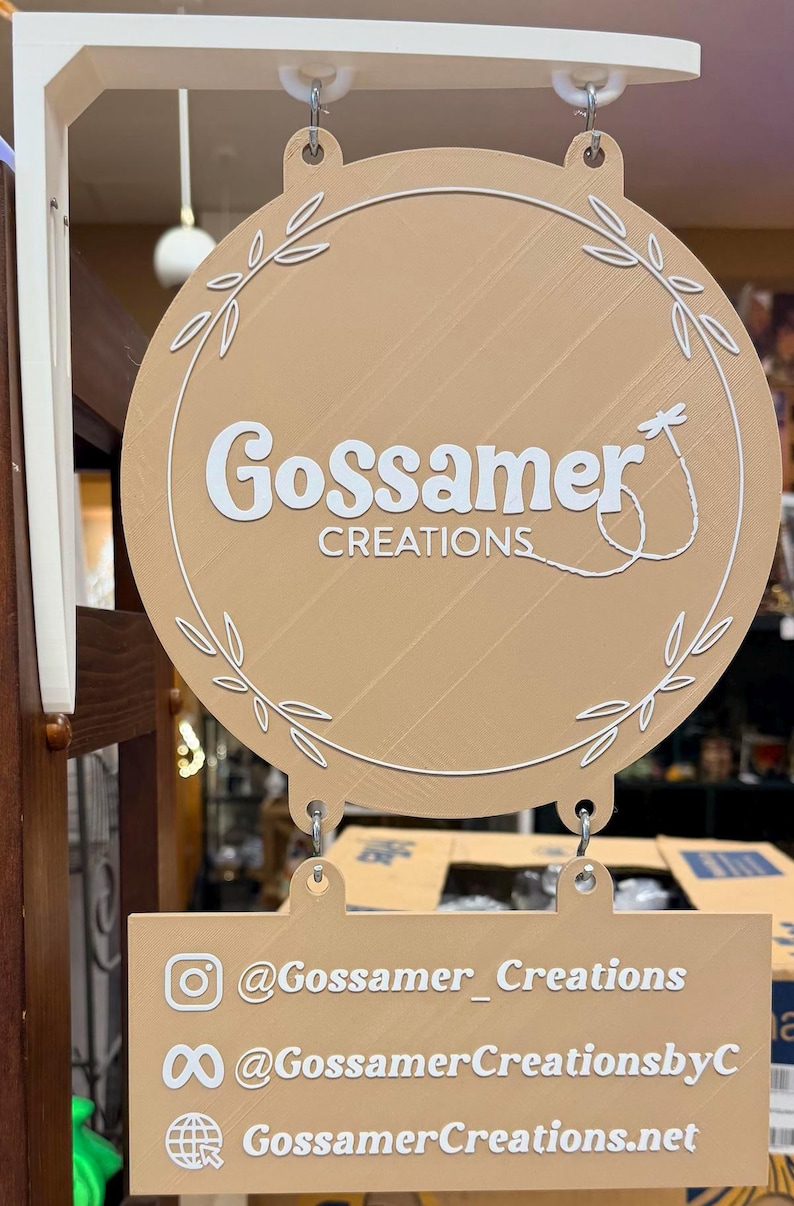 Custom Hanging Vendor Sign | One-sided 3D Printed Business Display Sign | Market Booth Signage | Small Business Branding Sign image 3