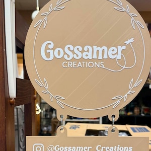 Custom Hanging Vendor Sign | One-sided 3D Printed Business Display Sign | Market Booth Signage | Small Business Branding Sign image 2