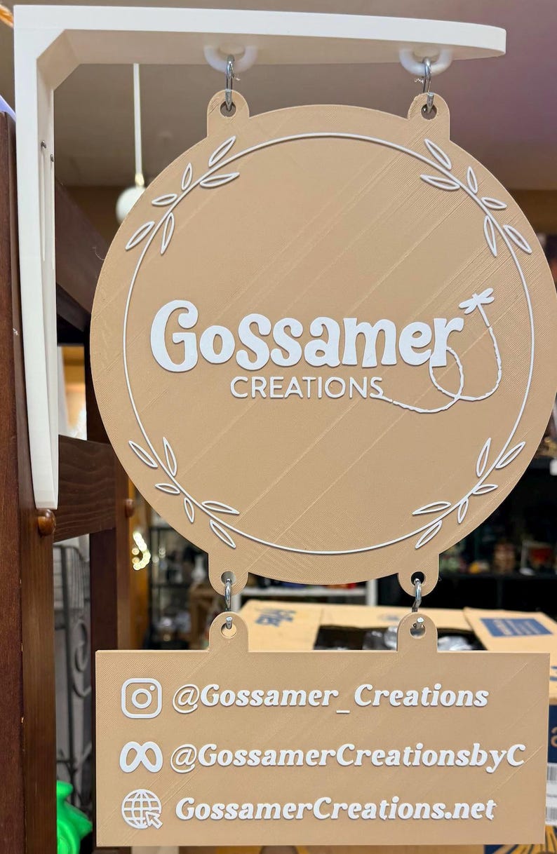 Custom Hanging Vendor Sign | One-sided 3D Printed Business Display Sign | Market Booth Signage | Small Business Branding Sign image 2