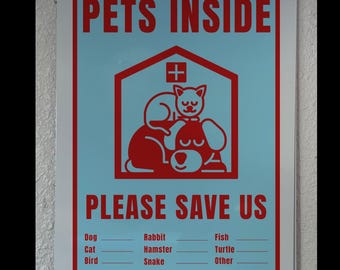 Pets Inside Safety Sign: Customizable Emergency Rescue Sign