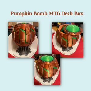 Pumpkin Bomb Deck Box for Commander, Magnetic 100 Card MTG Deck Box, 3D Printed Villain Card Storage image 1