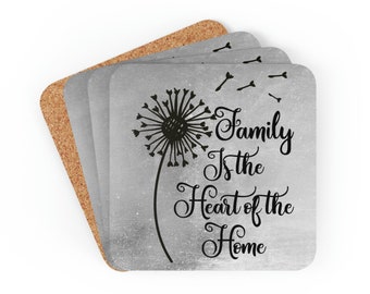 Family is the Heart of the Home Coaster Set of 4