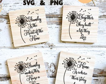 Dandelion Puffball SVG PNG: Family Mug & Coaster Design (Digital Download