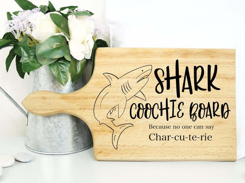 Shark Coochie Board SVG, PNG, PSD, Digital File Charcuterie Cutting Board design, Laser engraving, Sublimation, Etching, Wood Burning image 2
