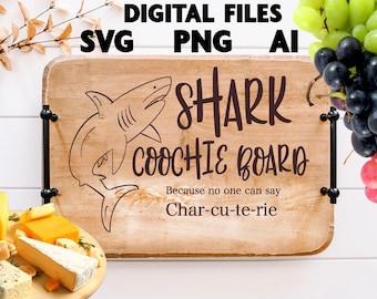 Shark Coochie Charcuterie Board Design: Playful Cutting Board SVG, PNG, PSD (Digital Download)