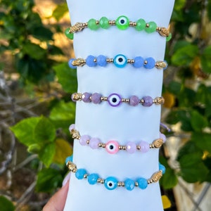 Opal San Judas & virgencita, Evil eye, heart Bracelet | Pulsera de mal ojo | Pulsera mexicana