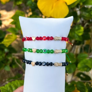 gold San Judas, Evil eye, heart Bracelet | Pulsera de mal ojo | Pulsera mexicana