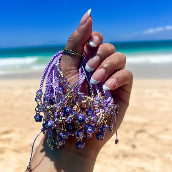 Purple evil eye bracelet | pulsera de mal ojo