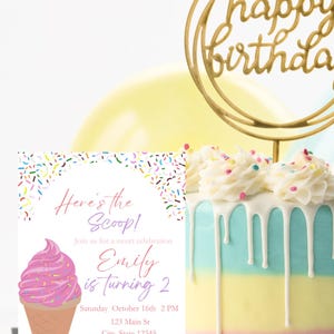 Ice Cream Birthday Invitation: Pink Printable Party Invite (5x7 Digital Download)