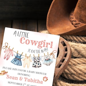 Cowgirl Baby Shower Invitation: Pink Floral Wild West (Digital Download, 5x7&quot; PDF File), LCG1