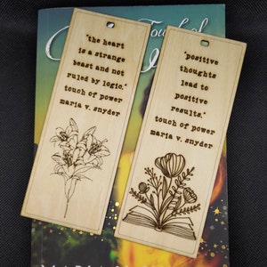 Touch of Power by Maria V Snyder - Wood Bookmarks with Quotes - bookish, bookmerch, accessories