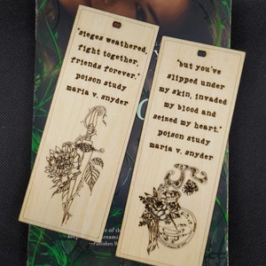 Poison Study by Maria V Snyder - Wood Bookmarks with Quotes - bookish, bookmerch, accessories