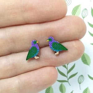 Orecchini a forma di storno, orecchini a forma di uccello, uccelli da giardino, uccelli urbani, con retro placcato in argento o argento sterling, Murmuration