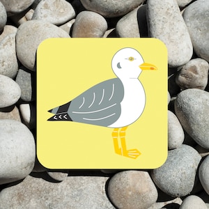 Seagull Coaster, Herring Gull Coaster, Birds Drinks Mat, Coastal Birds, Seaside Homewares, Nature, Wildlife Decor