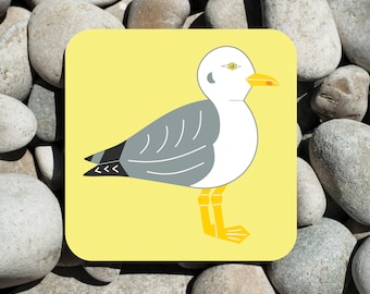 Seagull Coaster, Herring Gull Coaster, Birds Drinks Mat, Coastal Birds, Seaside Homewares, Nature, Wildlife Decor