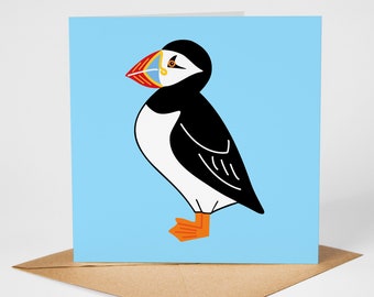 Puffin Card, Bird Greeting Card, Blank Card, Seabird Card, Atlantic Puffin, Eco Friendly Card