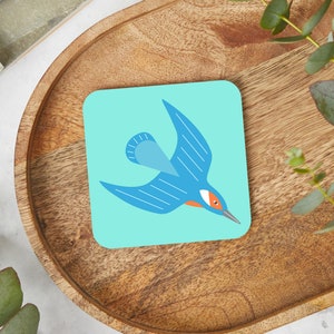 Kingfisher Coaster, Bird Drinks Mat, British Birds, Nature Homewares, River Birds, Wildlife Coaster