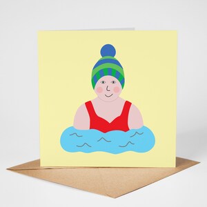 Wild Swimmer Card, Cold Water Swimmer, Blank Card, Outdoor Swimming Card, Swim Wild, Eco Friendly Card