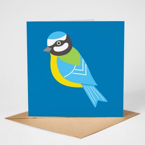 Cartão de Chapim Azul, Cartão de Saudação de Pássaro, Cartão em Branco, Pássaros de Jardim, Pássaros Britânicos, Cartão Ecológico