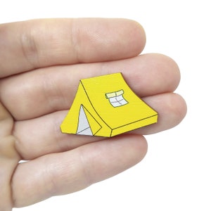 Camping Tent Pin Badge Yellow, Yellow Tent Brooch, Gift for Camper, Outdoorsy Pin, Hiking Gift, Backpacking, Outdoor Lover