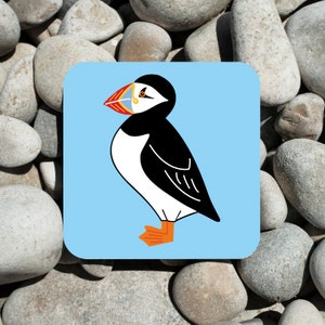 Puffin Coaster, Seabird Coaster, Bird Drinks Mat, Coastal Birds, Seaside Homewares, Nature Decor, Atlantic Puffin