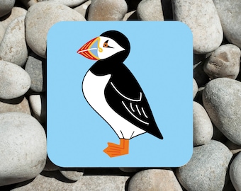 Puffin Coaster, Seabird Coaster, Bird Drinks Mat, Coastal Birds, Seaside Homewares, Nature Decor, Atlantic Puffin