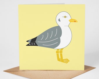 Seagull Card, Bird Greeting Card, Blank Card, Seabird Card, Herring Gull, Seaside, Eco Friendly Card