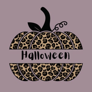 Leopard Pumpkin Halloween - purple background - Digital
