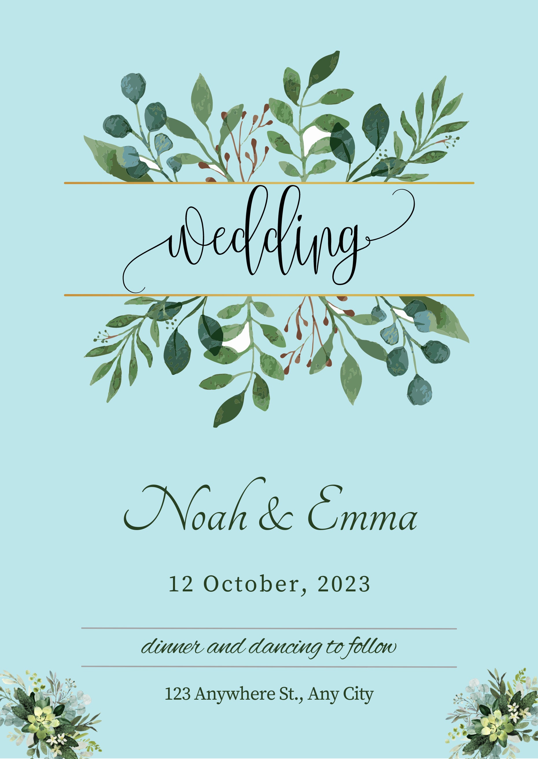 Wedding Invitation Canva Template Editable Printable Beautiful Etsy