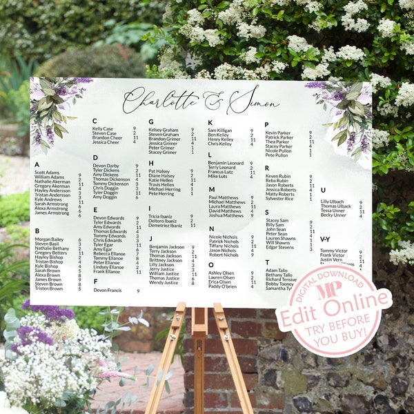 Wedding Table Seating Chart Template Alphabetical Etsy Wedding Table Seating Chart Template Alphabetical Etsy