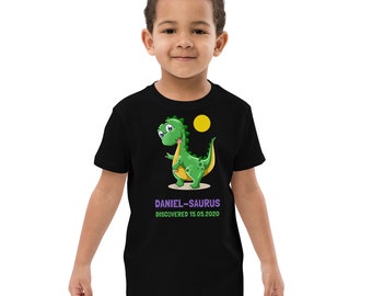 Camiseta de dinosaurio personalizada / Personalizar con el nombre de su hijo + Idea de regalo de cumpleaños / cumpleaños