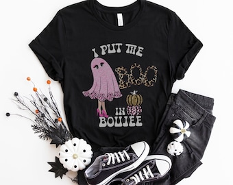 I put the boo in boujee, hallowqueen halloween shirt,cute halloween tshirt,halloween tee,cute halloween gift,halloween girl shirt,halloqueen