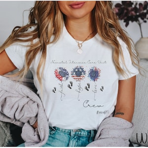 Neonatal Intensive Care Unit, America Sunflower Shirt, Nicu Crew Shirt, Neonatal Nurse 4th of July Shirt Gift for Nicu Nurse, Nicu Shirt