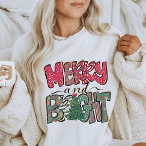 Merry and Bright Comfort Colors Shirt For Women, Merry Bright Christmas Shirt, Christmas Merry and Bright Shirt,Merry and Bright Shirt