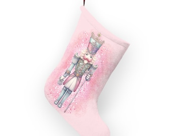 Pink Christmas Nutcracker Stocking, Pink Plush Nutcracker Stocking, Pink Christmas Stocking, Nutcracker lover gift, Pink Holiday Decor