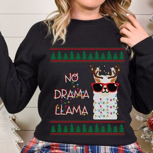 Funny Llama Christmas Sweatshirt, No drama Llama Christmas Sweatshirt, Funny Llama Sweatshirt, funny llama sweatshirt, Llama Lover Gift