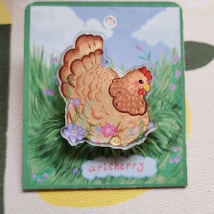 Brown hen and Chick Pin