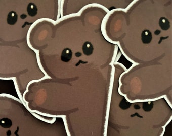 cute bear peeker sticker// kawaii bear sticker// cute glossy bear sticker//stickers for water bottle// cute bear sticker