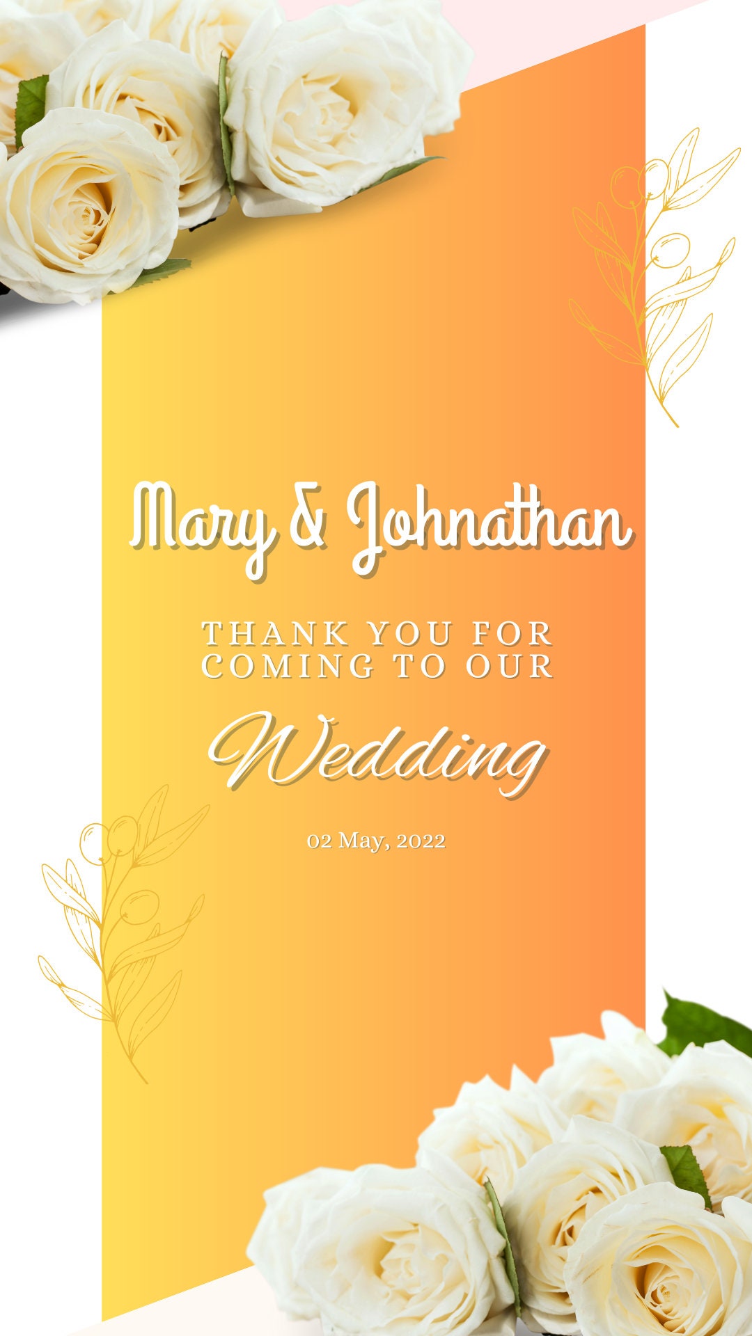 Wedding Thank You Card, Canva Ethank You Card, Electronic Thank You
