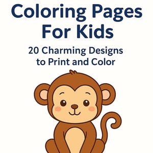 Printable Cute Animal Coloring Pages for Toddlers – 20 Easy Fun Designs – Kids Digital Coloring Book – Preschool Activities PDF