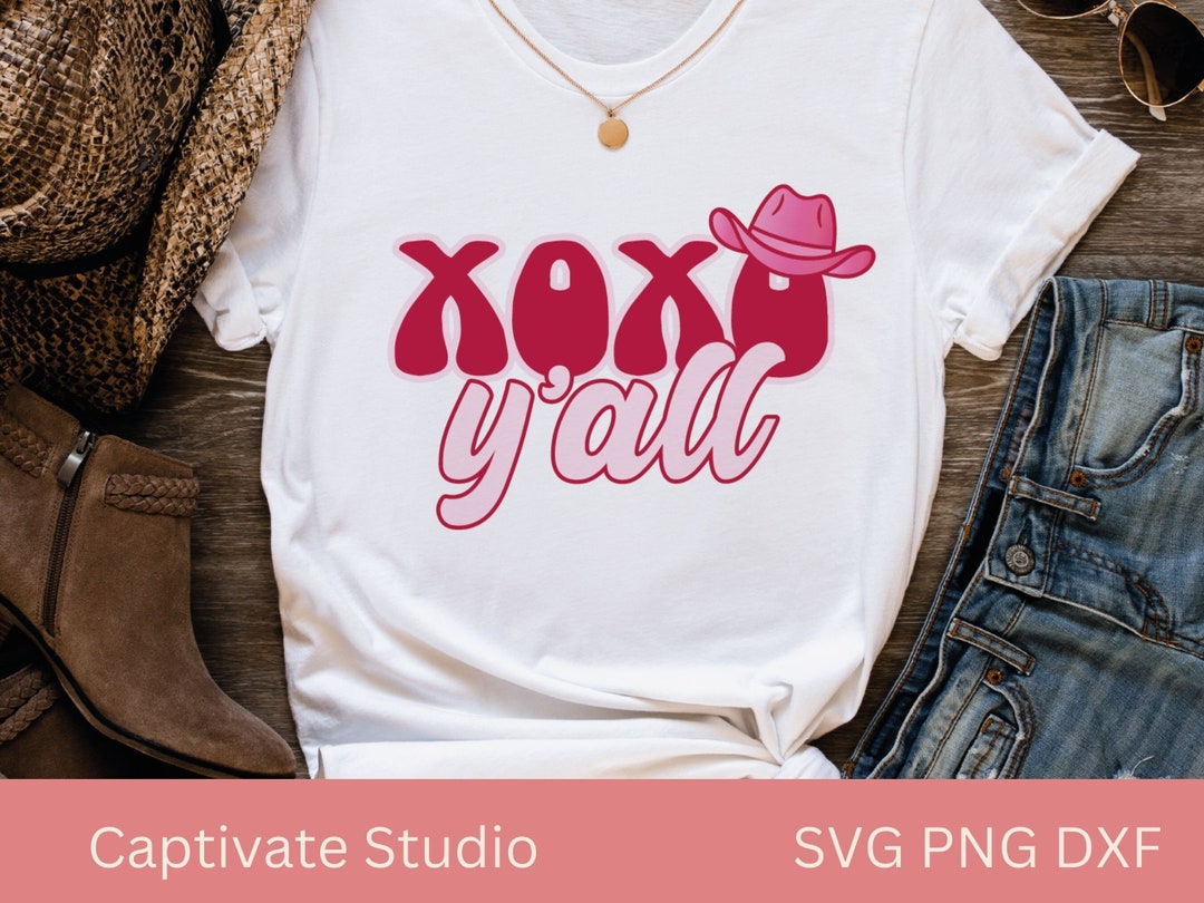 Svg Png Pink Western Xoxo Y'all Valentines Sublimation - Etsy