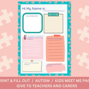 Autism kids printable digital download Autism carer resources autism awareness help autism routine planner autism carer guide autism mom