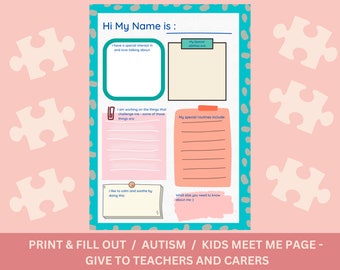 Autism kids printable digital download Autism carer resources autism awareness help autism routine planner autism carer guide autism mom