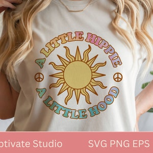 hippie retro svg png eps dxf archivo, un poco de hippe una pequeña capucha, arte de clip de archivo digital estético fresco de moda, sol playa boho svg png, cricut