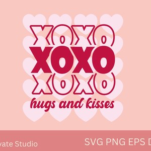 XOXO svg png eps dxf cricut cut sublimação de arquivo, dia dos namorados amor clip art digital, corações e beijos fofos download digital, abraços rosa