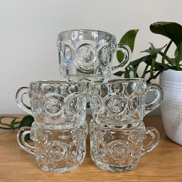 Vintage Tiffin-Franciscan Clear Moon and Stars Punch Glasses, Vintage Glassware, Espresso Cups