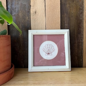 Vintage Seashell Framed Needlepoint