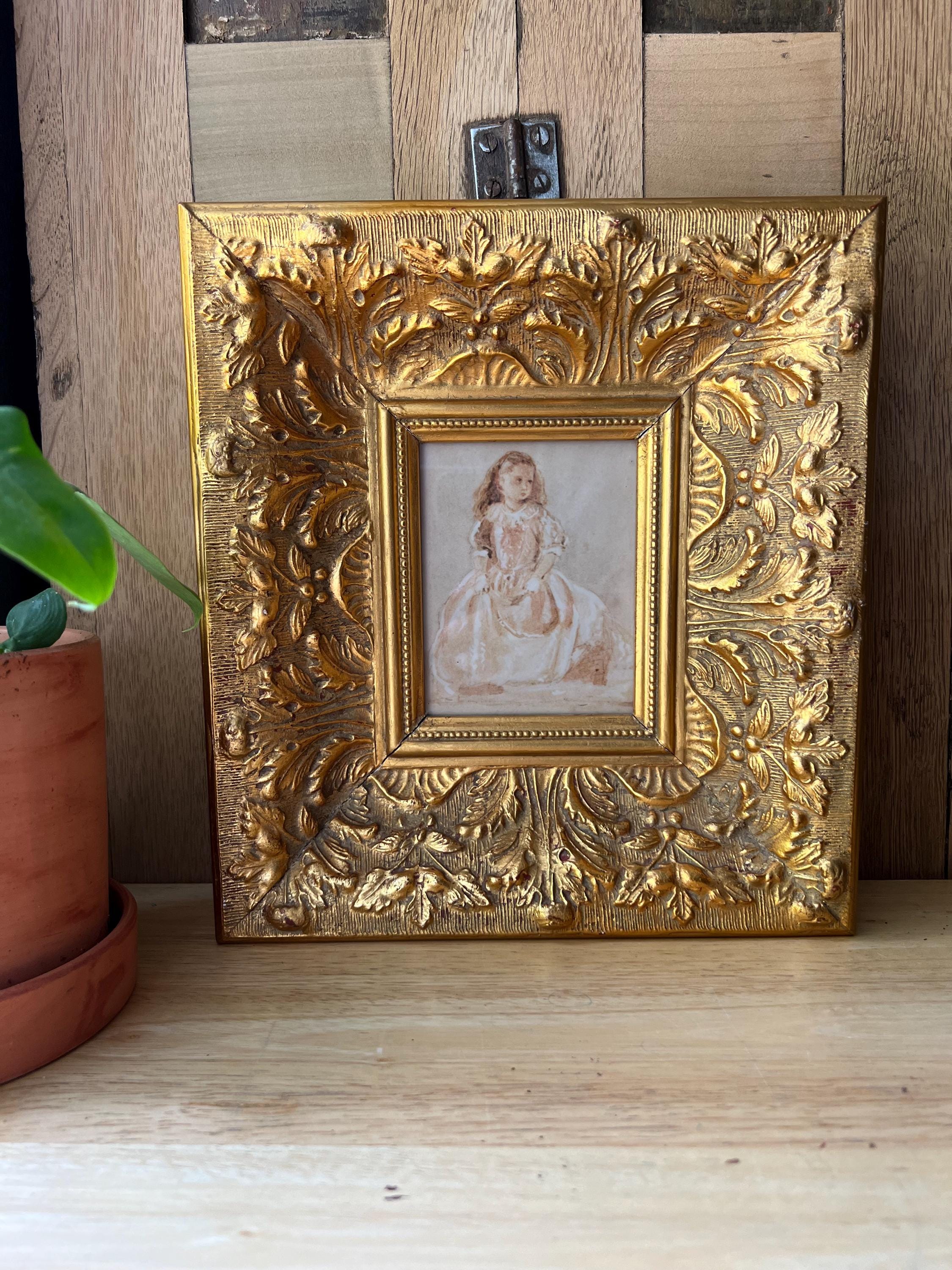 Bombay – The Golden Bay The Bombay Company Framed Print of Young Girl Gold Ornate Frame