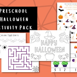 Preschool Halloween Activity Pack, Prek, Digital Download Worksheets, Halloween Printable, Preschool Activity, Instant Download, PDF